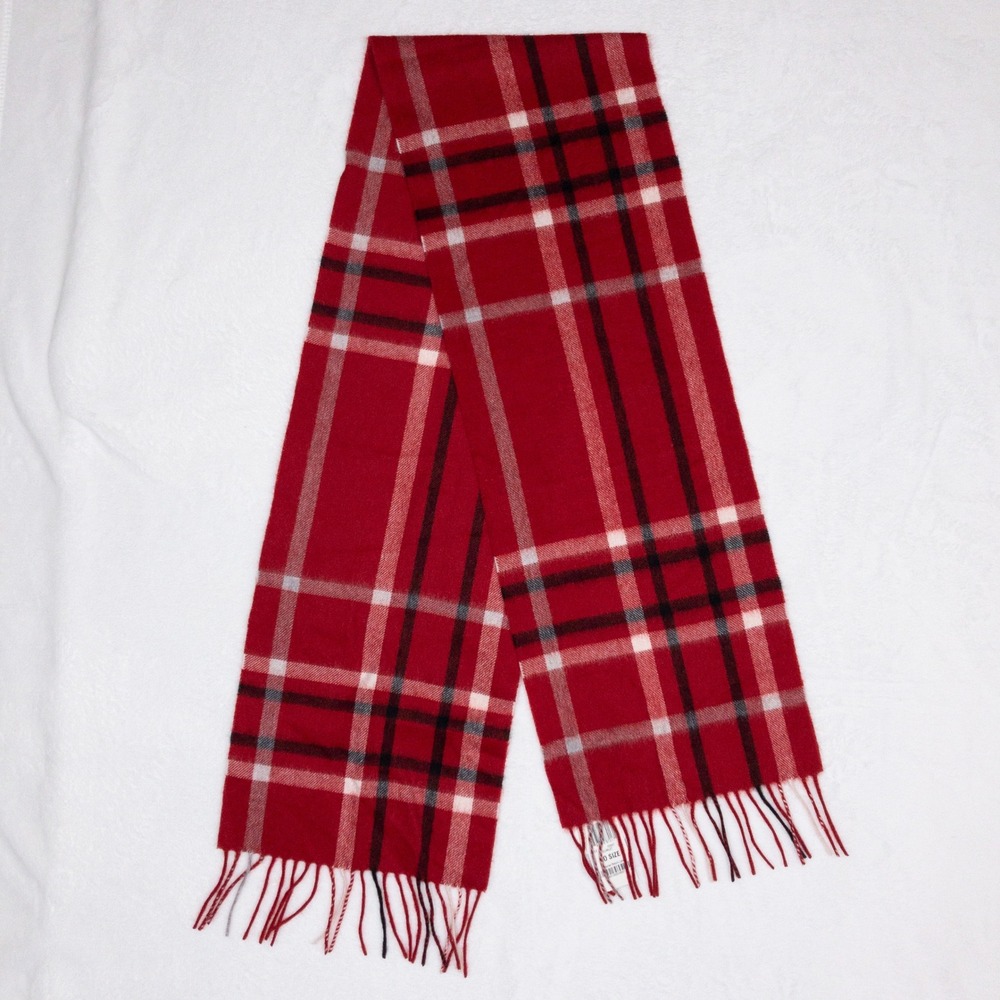 Charter Club 100% Cashmere Scarf Womens Red Plaid Fringed Soft Winter Luxury